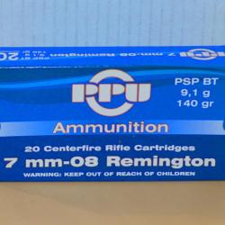Cartouches PARTIZAN CAL. 7-08 REMINGTON 140-GRS PSP BT