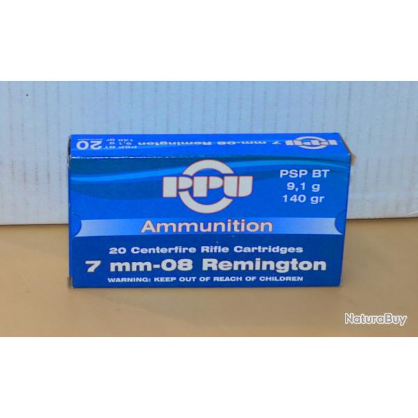 Cartouches PARTIZAN CAL. 7-08 REMINGTON 140-GRS PSP BT
