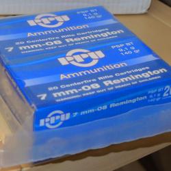 Cartouches PARTIZAN CAL. 7-08 REMINGTON 140-GRS PSP BT lot de 4 boites soit 80 cartouches
