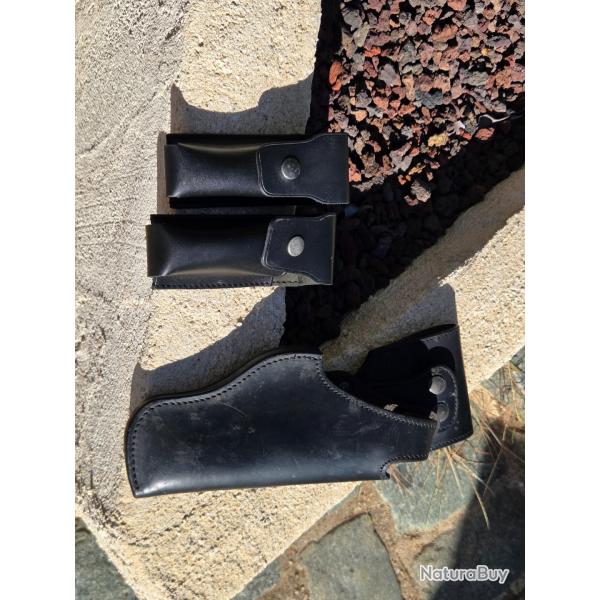 Holster cuir et porte chargeur gendarmerie mas g1