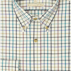 Chemise coton laine tattersall classic Homme - Reverend green - Viyella - 3XL / Damier