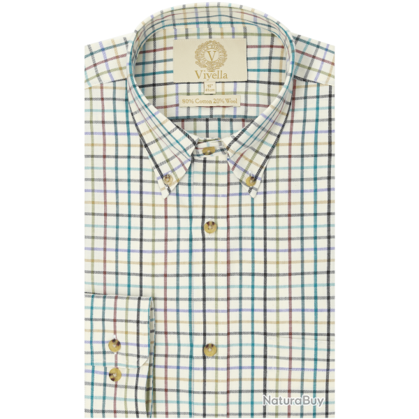 Chemise coton laine tattersall classic Homme - Reverend green - Viyella - 3XL / Damier