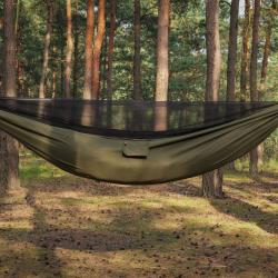 Hamac double XL avec moustiquaire TigerWood  350x150 cm - Olive
