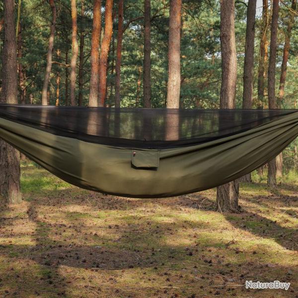Hamac double XL avec moustiquaire TigerWood  350x150 cm - Olive