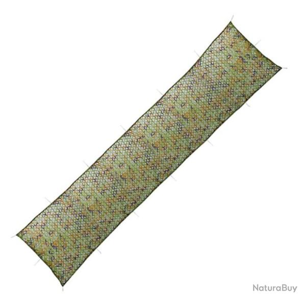 Filet camouflage polyester vert 1,5x6 m hydrofuge anti UV avec sac