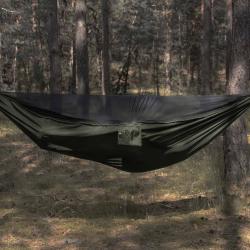 Hamac ultral&eacute;ger avec moustiquaire TigerWood  V1 Long 350x150 cm - Olive