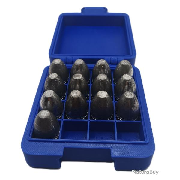 boite pour balles mini� Cal 58 de 28mm de longueur maximum,couleur bleue
