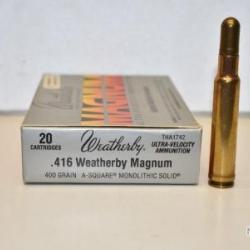 X6 boites de munitions de calibre 416 weatherby magnum.