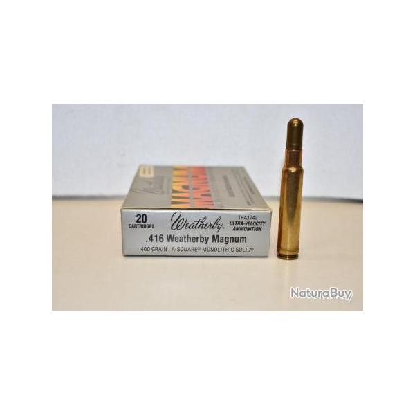 X6 boites de munitions de calibre 416 weatherby magnum.