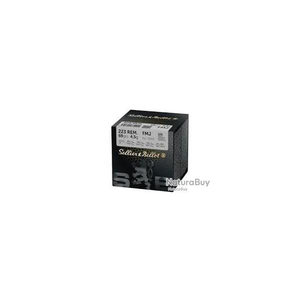 Cartouches Sellier & Bellot calibre 223 REM 69gr 4.5g FMJ x100