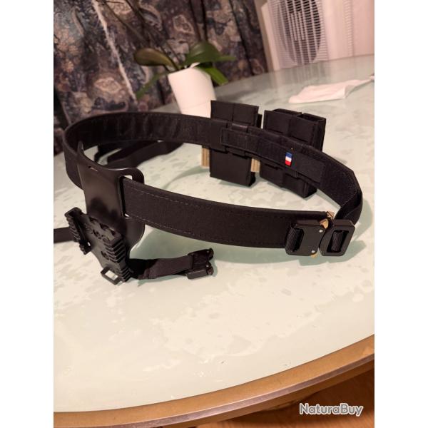 Ceinturon + Sous ceinture CLT taille M (Lara Tactical x Tapir �quipements) + porte chargeurs 9mm/AR