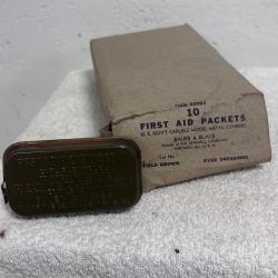 Rare Pack Complet Militaria US WW2 - Bo&icirc;te collective de 10 pansements "Carlisle Model" Scell&eacute;s
