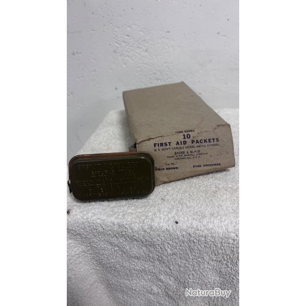 Rare Pack Complet Militaria US WW2 - Bo�te collective de 10 pansements "Carlisle Model" Scell�s