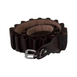 Ceinture de chasse 24 tubes en cuir marron - 111 cm