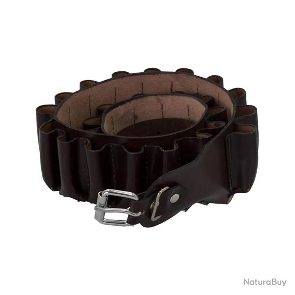 Ceinture de chasse 24 tubes en cuir marron - 111 cm