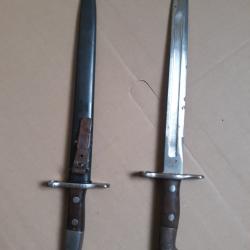 2 baionnettes suisse sig neuhausen et waffenfabrik