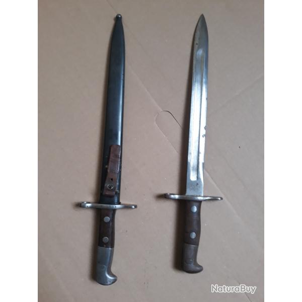 2 baionnettes suisse sig neuhausen et waffenfabrik
