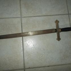 ancien &eacute;p&eacute;e c&eacute;r&eacute;monie franc macon maconnique de loge trefl&eacute;e poign&eacute;e bronze symboles xix eme vintage