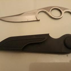 couteau griffe de combat trophy master stainless etuit ceinture plastique dur