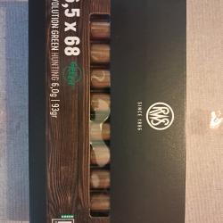 1 boite de 20 balles RWS neuves CALIBRE 6,5X68Evolution Green 6,0g / 93gr