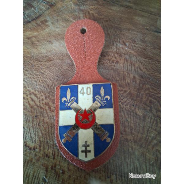 Insigne ancien 40e R�giment d'Artillerie DRAGO - �maill� sur cuir - militaria