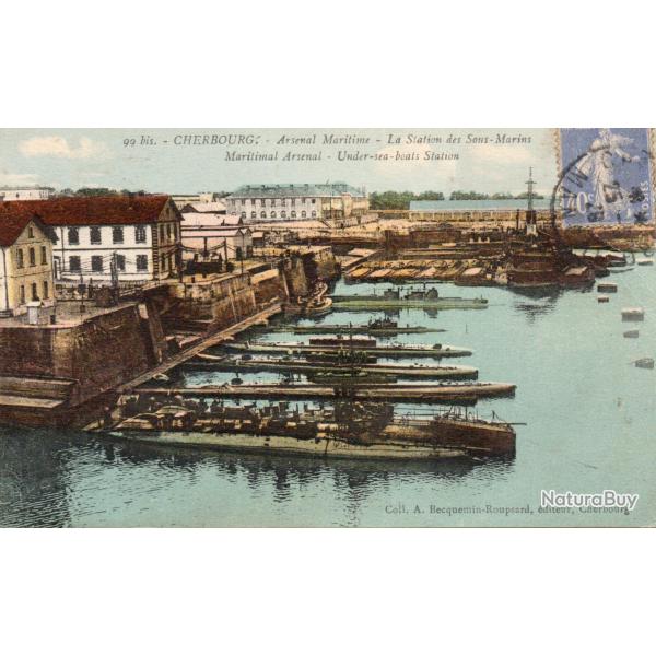 Carte postale de Cherbourg, Arsenal Maritime - La Station des Sous-Marins -N�87242
