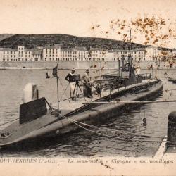 Carte postale sous-marin Cigogne Port-Vendres 1918 -N&deg;87244