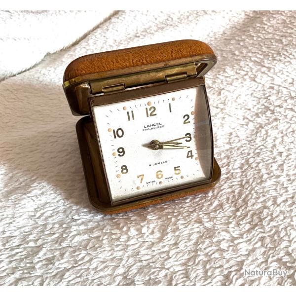 R�veil de voyage m�canique vintage LANCEL 4 jewels 1950/1960 fonctionnel