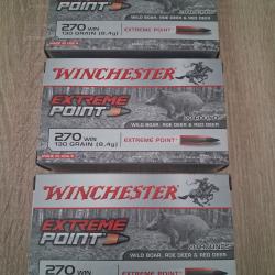Livraison offerte ! 3 Bo&icirc;tes de 270Win Winchester Extreme Point 130gr