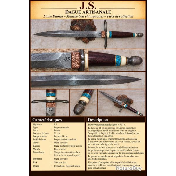 Juan Ignacio Saiz - Dague d'art - Lame damas - Turquoise - Pi�ce artisanale