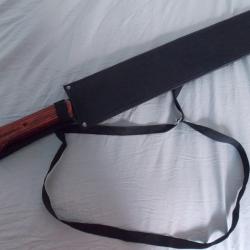 Machette couteaux tactique avec &eacute;tui lame srainless noire longueur totale 62 cm