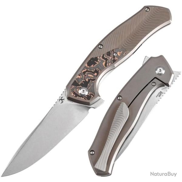 Couteau Kansept Hav�rn Lame Acier CPM-S35VN Manche Titane Carbone Cuivre Frame Lock K1069A4
