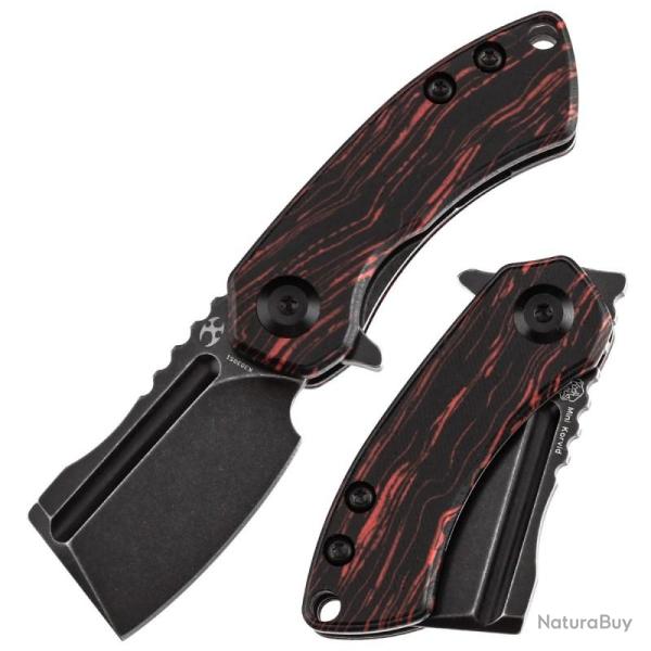 Couteau Kansept Mini Korvid Lame Acier CPM-S35VN Manche G10 Noir Rouge Liner Lock K3030S1