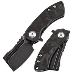 Couteau Kansept Mini Korvid Lame Acier CPM-S35VN Manche Carbone Noir Rouge Liner Lock K3030A13