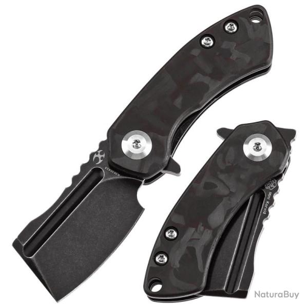 Couteau Kansept Mini Korvid Lame Acier CPM-S35VN Manche Carbone Noir Rouge Liner Lock K3030A13