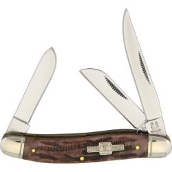 Couteau Pliant Rough Rider Stockman Lame Acier Inox Manche Os Fa&ccedil;on Bois de Cerf Marron Slip Joint