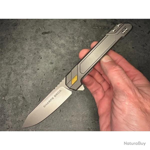 Couteau Pliant Sharps Bros Meanstreak Lame Acier S35VN Manche Titane Framelock Made In USA SBKF09