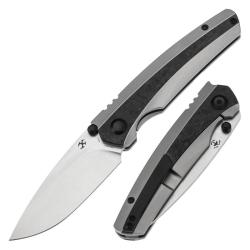 Couteau Kansept Raven Lame Acier CPM-20CV Manche Titane Carbone Frame Lock K2109A2