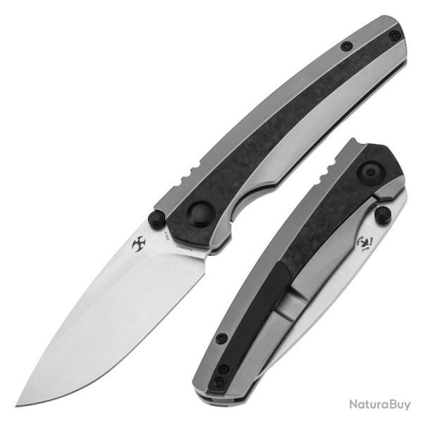 Couteau Kansept Raven Lame Acier CPM-20CV Manche Titane Carbone Frame Lock K2109A2