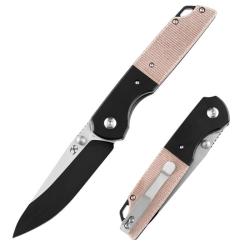 Couteau Kansept Warrior Lame Acier D2 Manche Micarta Marron Liner Lock KT1005S5