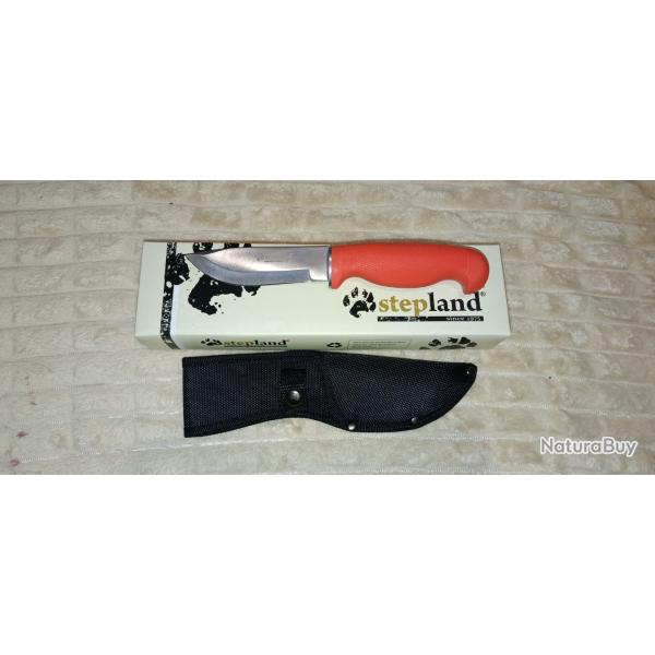 COUTEAU STEPLAND MANCHE GOMME ORANGE ACIER 420