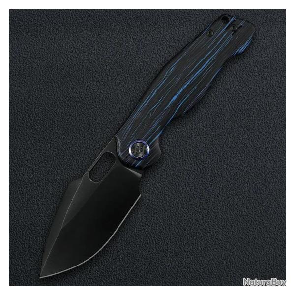 Couteau Kunwu Gringo Lame Acier Elmax Manche G-mascus Bleu Verta Lock KUNB712A24