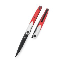 Couteau Bestechman Lanza Lame Acier 14C28N Manche G10 Blanc Rouge Liner Lock BTKMK14G