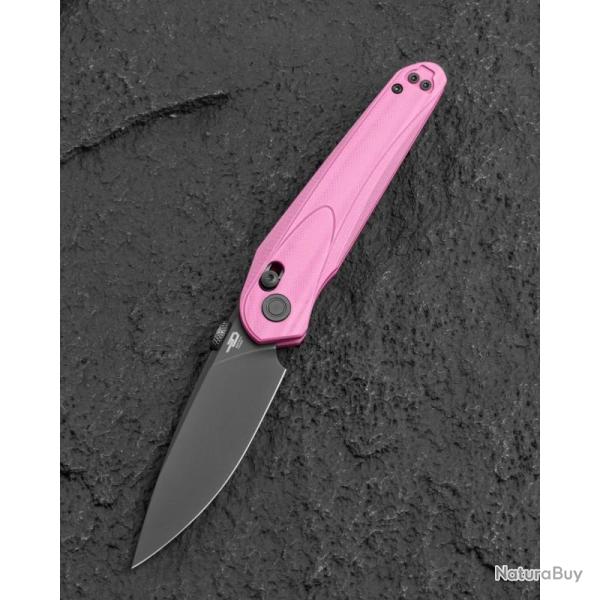 Couteau Bestech Mothus Lame Acier 14C28N Manche G10 Rose Clair Crossbar Lock BTKG67E