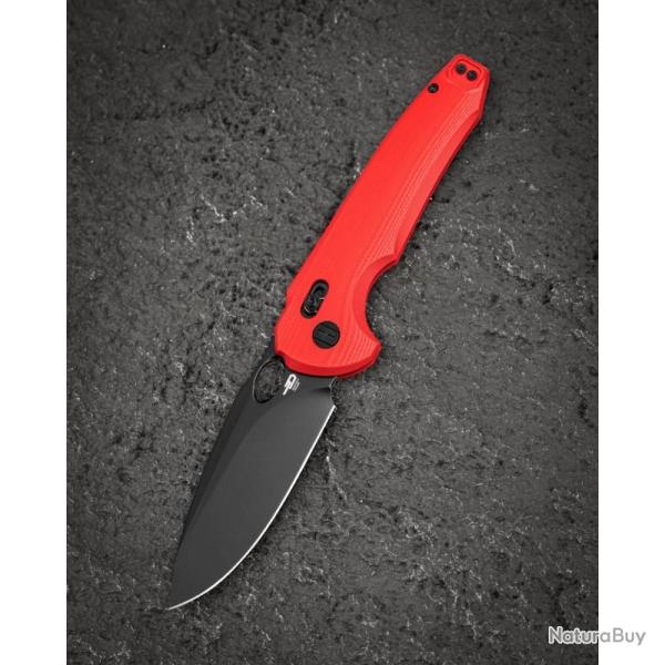 Couteau Bestech Noctar Lame Acier 14C28N Manche G10 Rouge Crossbar Lock BTKG66G