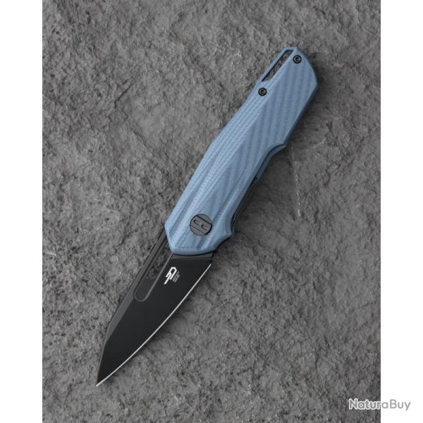 Couteau Bestech Toddler Lame Acier 14C28N Manche G10 Bleu Gris Liner Lock BTKG64E