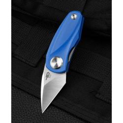 Couteau Bestech Tulip Lame Acier 14C28N Manche G10 Bleu Liner Lock BTKG38D
