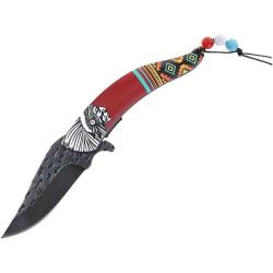 Couteau Pliant S-TEC Chief Lame Inox Manche Synth&eacute;tique Rouge Linerlock A/O STT27026RD
