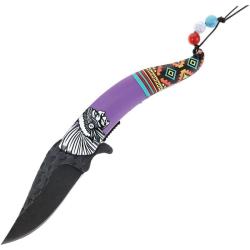 Couteau Pliant S-TEC Chief Lame Inox Manche Synth&eacute;tique Violet Linerlock A/O STT27026PP