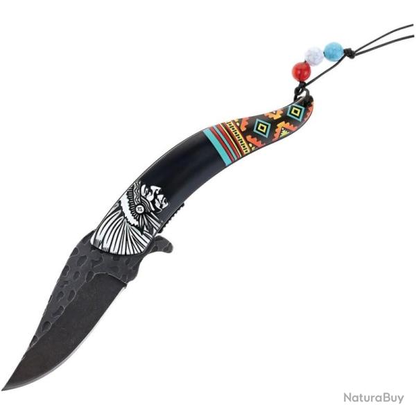 Couteau Pliant S-TEC Chief Lame Inox Manche Synth�tique Noir Linerlock A/O STT27026BK